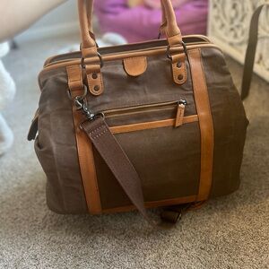 Stylish Brown Leather-Trimmed Messenger Bag
